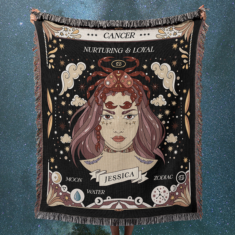 Personalized Cancer Female Throw Blanket - PixelPod