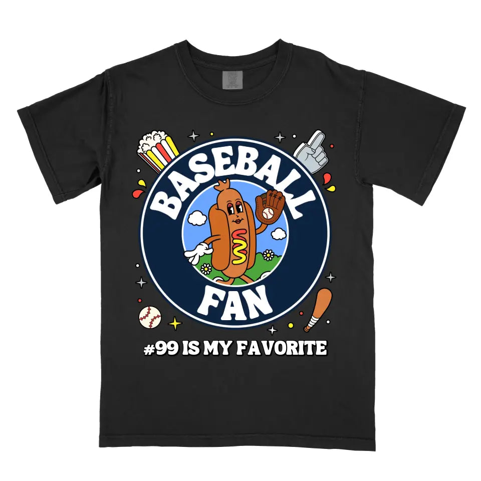 Personalized Hot Dog Baseball Fan Shirt (Front)