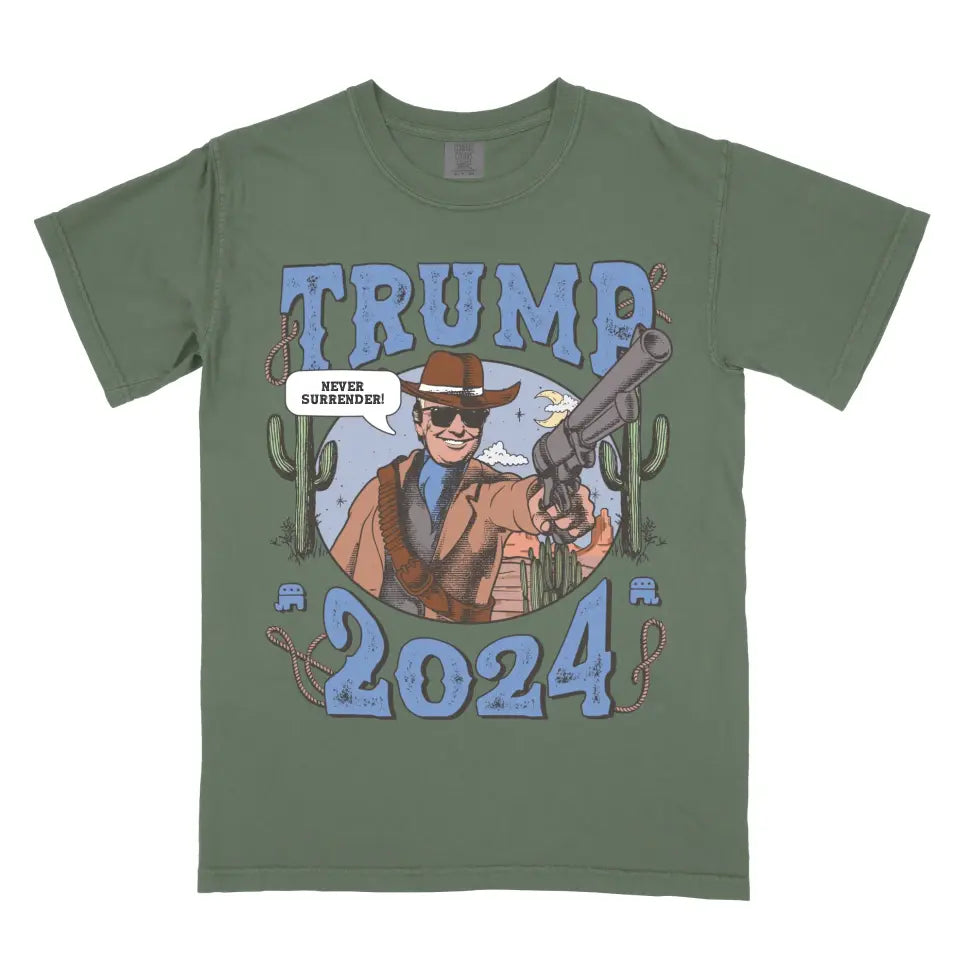 Personalized Donald Trump MAGA Gunslinger Funny Western Rodeo Vintage Cowboy Shirt
