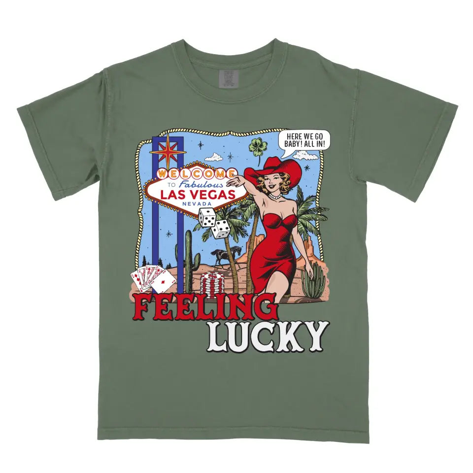 Personalized Feeling Lucky Las Vegas Wild Western Cowgirl Casino Shirt