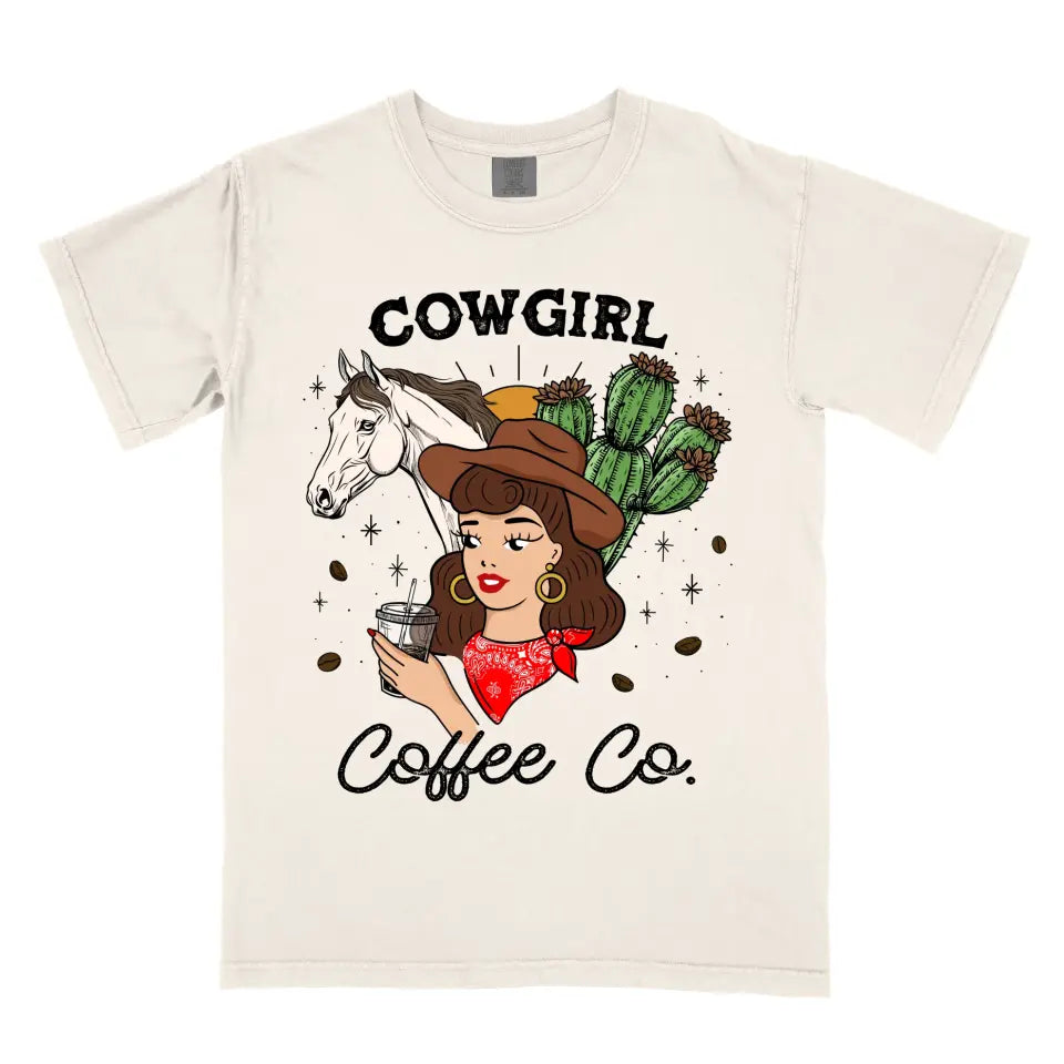 Personalized Cowgirl Coffee Co. Vintage Western Cowgirl Shirt