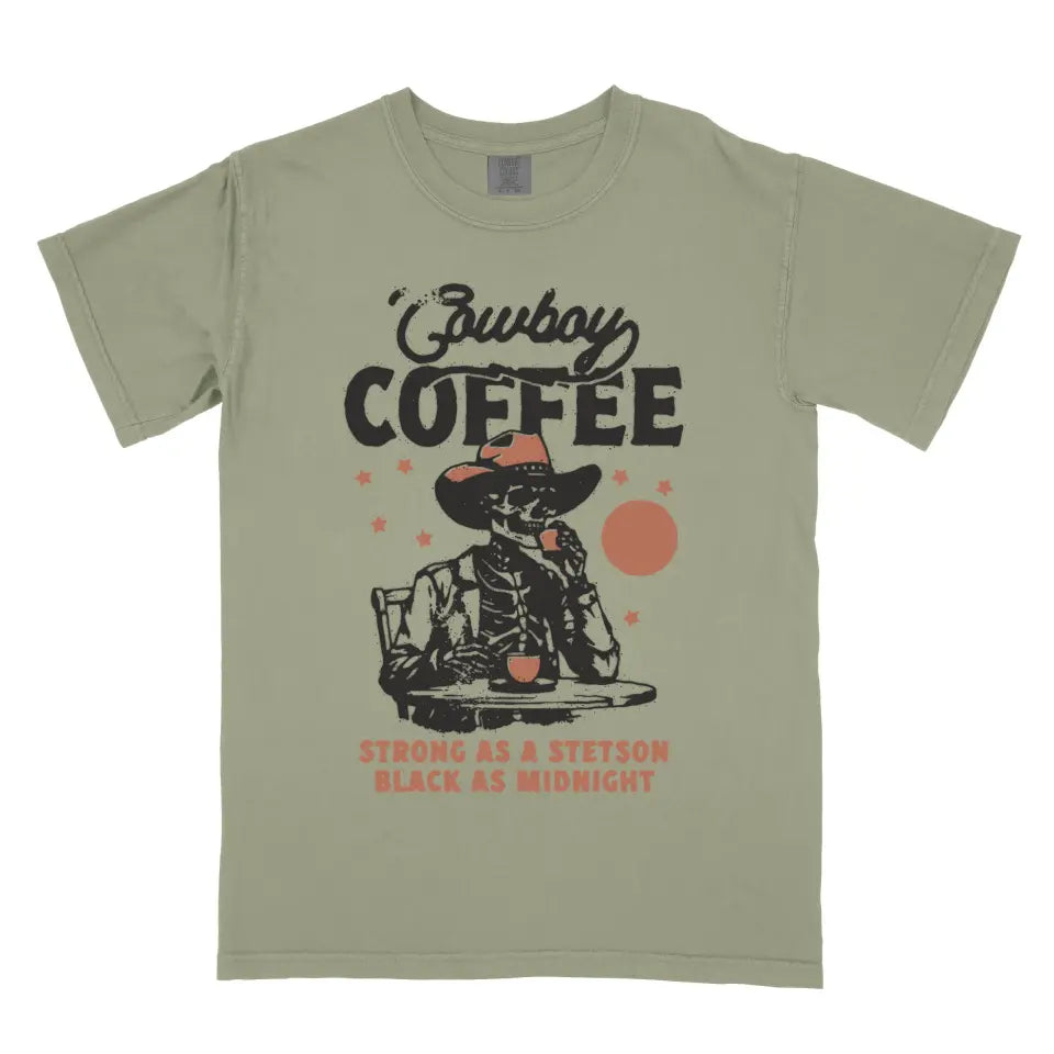 Cowboy Coffee Vintage Western Skeleton Cowboy Shirt